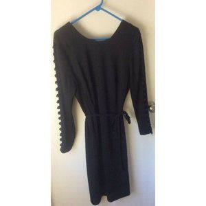 Vintage Edith Flagg California Little Black Dress cutout sleeve British fabric